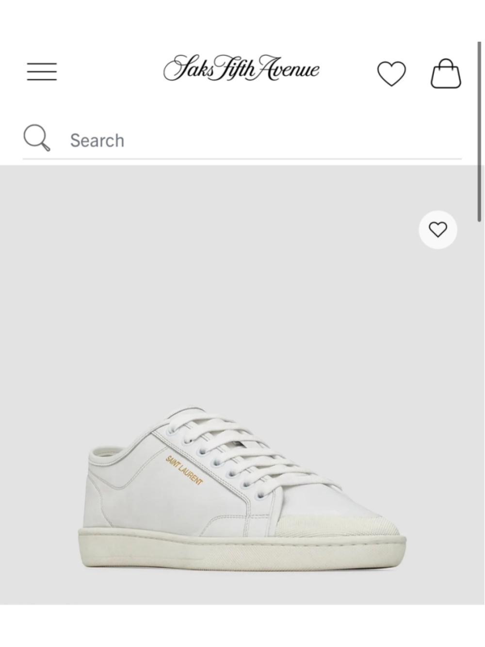 YSL Saint Laurent Low-Top Gym Sneakers in White and Gold $790! new in box